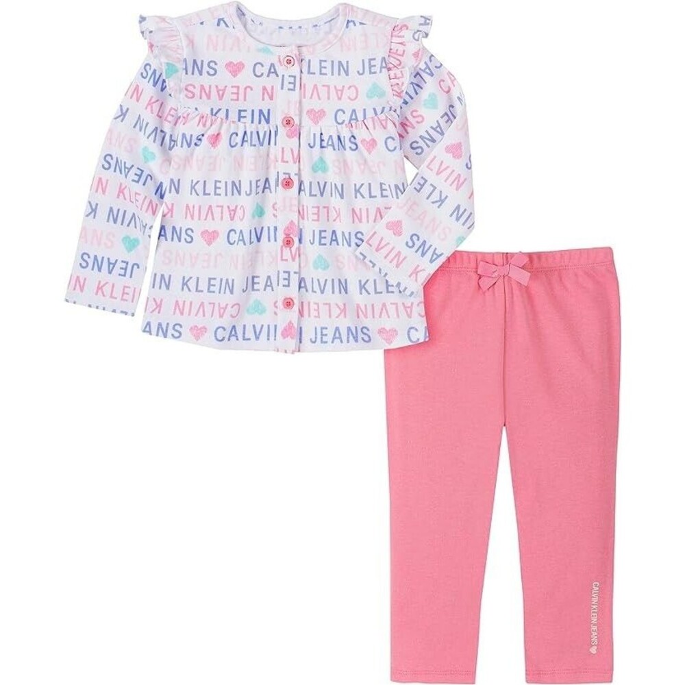 Calvin Klein baby-girls 2 Pieces Button up Tunic top & Pants Set 9 months